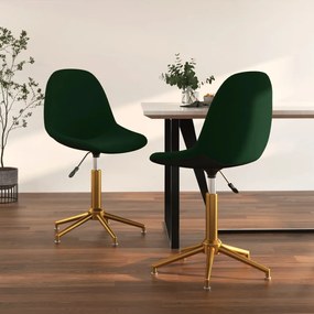 vidaXL Cadeiras de jantar giratorias 2 pcs veludo verde-escuro