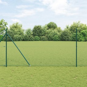 Cerca de Arame Soldado com 7 Postes de Estaca Verde 1.4x10 m Aço