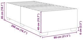 Estrutura de cama em tecido 80x200 cm cinzento-claro