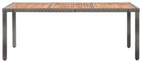 9 pcs conjunto jantar exterior c/ almofadões vime PE cinzento