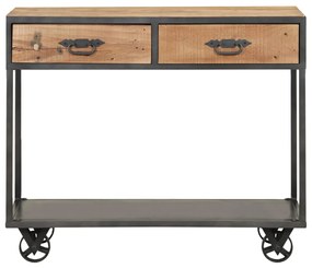 Mesa consola 90x35x74 cm madeira recuperada maciça