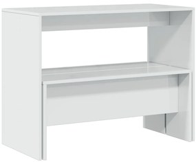 3 pcs conj. mesa jantar e banco deriv. madeira branco brilhante