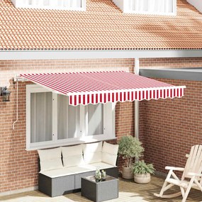 vidaXL Toldo Retrátil Automático Vermelho e Branco 350x200 cm