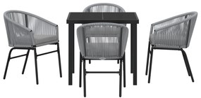 Conjunto de Jantar de Jardim de 5 Peças - Rattan Poliéster Cinza