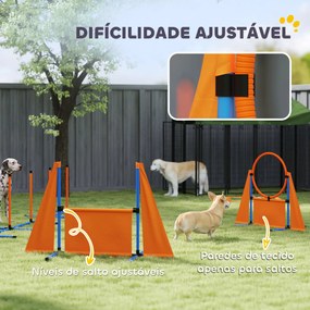 Conjunto de Treino de Agilidade para Cães com Piquetes para Slalom Zona de Descanso Barreira Anel de salto e Bolas Laranja