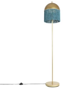 Candeeiro de pé oriental dourado franjas azuis 30cm - FRINGLE Oriental