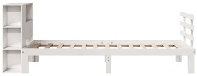 Cama com estante sem colchão 75x190 cm pinho maciço branco
