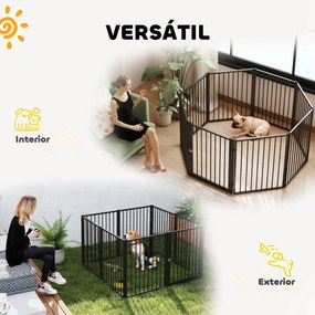 PawHut Parque para Cães Cercado para Cães com 8 Painéis 60x76 cm Parqu