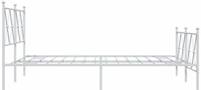 Estrutura de cama com cabeceira e pés 140x200 cm metal branco