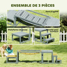 Equipamentos de treino de agilidade para cães – conjunto de 3 peças de equipamento de agilidade para cães em madeira maciça cinzenta