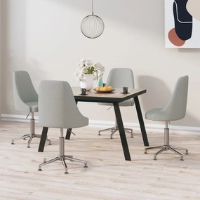 vidaXL Cadeiras de jantar giratórias 4 pcs tecido cinzento-claro