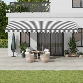 Toldo retrátil manual com luzes LEDs 600x350cm antracite/branco