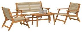 Conjunto de Cadeiras com Mesa de 4 - Madeira de Acácia Bege