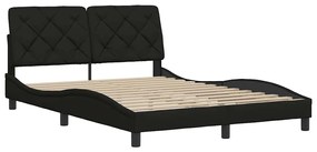 Estrutura de cama sem colchão 140x190 cm tecido preto