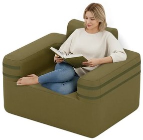 Sofá inflável para áreas externas, cadeira de ar inflável com bolsa de transporte para camping - Verde