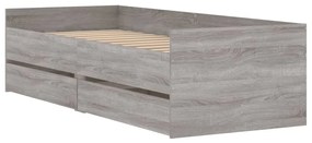 Estrutura de cama com gavetas 90x200 cm cinzento sonoma