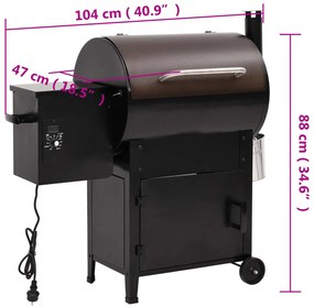 Grelhador a pellets com chaminé 104 cm ferro preto