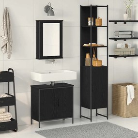 vidaXL Conjunto de Móveis para Banheiro 3 pcs Preto 33 x 33 x 185.5 cm