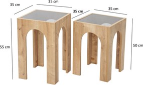 Conjunto de Mesas de Café Seine – Cinzento Escuro e Carvalho – 35x50 c