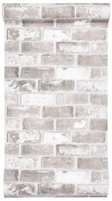 Papel parede 3D c/ padrão tijolo 10x0,53 m não-tecido cinza
