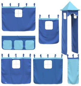 Cortinas para cama elevada com torre poliéster azul