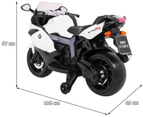 Mota elétrica para Crianças 12V BMW K1300S, Rodas Espuma EVA Branca