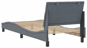 Estrutura de cama c/ cabeceira 90x190 cm veludo cinzento-escuro