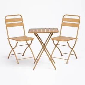 Conjunto De Mesa Dobrável (60 X 60 Cm) E 2 Cadeiras Dobráveis Janti Mostaza - Sklum