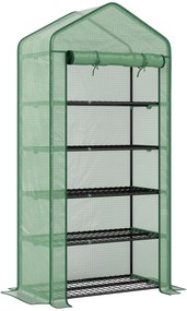 Outsunny Estufa de Jardim de 5 Prateleiras com 1 Porta com Fecho de Correr para Cultivo de Plantas em Terraço 90x49x193 cm Verde | Aosom Portugal