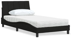 Cama com colchão 100x200 cm tecido preto