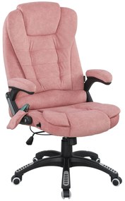 Cadeira de Escritório com 6 Pontos de Massagem Reclinável até 130° com Função de Aquecimento 65x71x110-120 cm Rosa