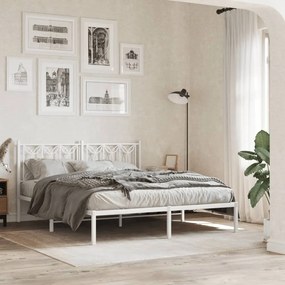 Estrutura de cama com cabeceira 150x200 cm metal branco