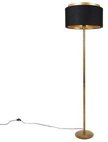 Candeeiro de pé moderno dourado com cúpula preta com dourado - Simplo