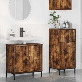vidaXL Conjunto de Móveis para Banheiro Xadrez 2 pcs Carvalho fumado