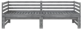 Estrutura sofá-cama de puxar 2x(90x200)cm pinho maciço cinzento
