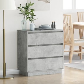 Cômoda de Cabeceira vidaXL com LED Cinza Concreto 71x34,5x75 cm Madeira Engenharia