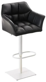 Banco de bar Damaso em couro sintético e com estrutura branca 64 x 88-113 x 45 cm Preto