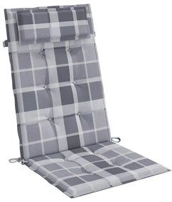 Almofadões cadeira encosto alto 2pcs tecido oxford xadrez cinza