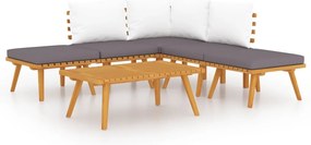 Conjunto lounge de jardim 6 pcs madeira de acácia maciça