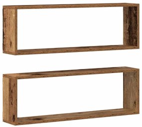 Conjunto de 2 Prateleiras de Parede vidaXL em Madeira Antiga 80x15x26