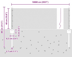 Postes de Cerca vidaXL 11 pcs U-Channel Cinza 40 cm Aço
