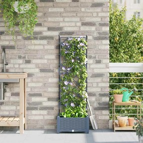 vidaXL Jardineira com Treliça Cinzento-claro 40 x 40 x 125.5 cm PP