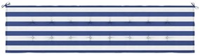 Almofadão p/ banco jardim 200x50x4 cm tecido riscas azul/branco
