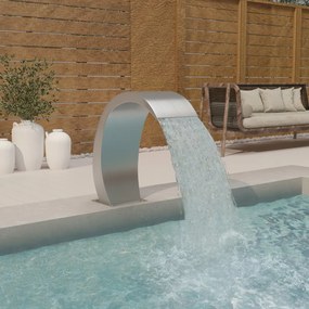 vidaXL Fonte de piscina com luzes LED 22x60x70 cm aço inoxidável 304
