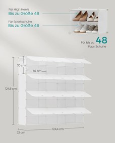 Sapateira com 12 compartimentos (124,4 L x 124,6 A cm) Branco nuvem e transparente
