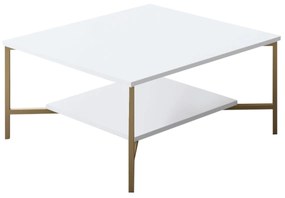 Conjunto de Mobiliário de Sala de Estar Gold Line – Branco e Dourado –