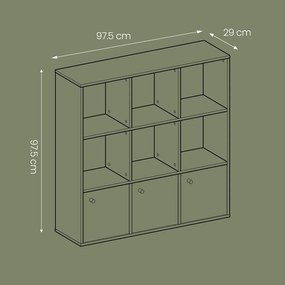 Estante de livros de 3 níveis 29 x 97,5 x 97,5 cm, estante de arrumação branca