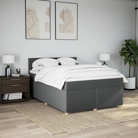 Cama com molas/colchão 160x200 cm tecido cinzento-escuro
