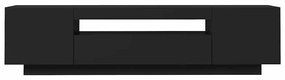 Móvel de TV com luzes LED 160x35x40 cm preto