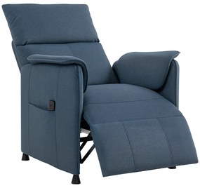 HOMCOM Poltrona Relax Reclinável Elétrica com Função Memória Apoio para Pés Controlo Remoto e Bolsos Laterais 80x83x104 cm Azul